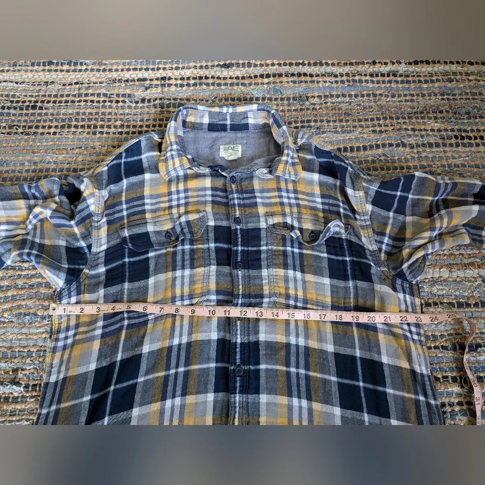 AE Super Soft Flannel Shirt Men's XL American Eagle Blue Plaid Button Up Comfy C - Picture 6 of 8